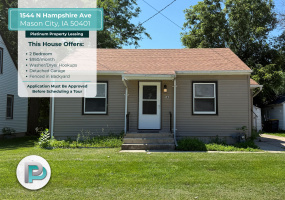 1544 N Hampshire Ave, Mason City, Iowa 50401, 2 Bedrooms Bedrooms, ,1 BathroomBathrooms,House,For Rent,N Hampshire Ave,1096