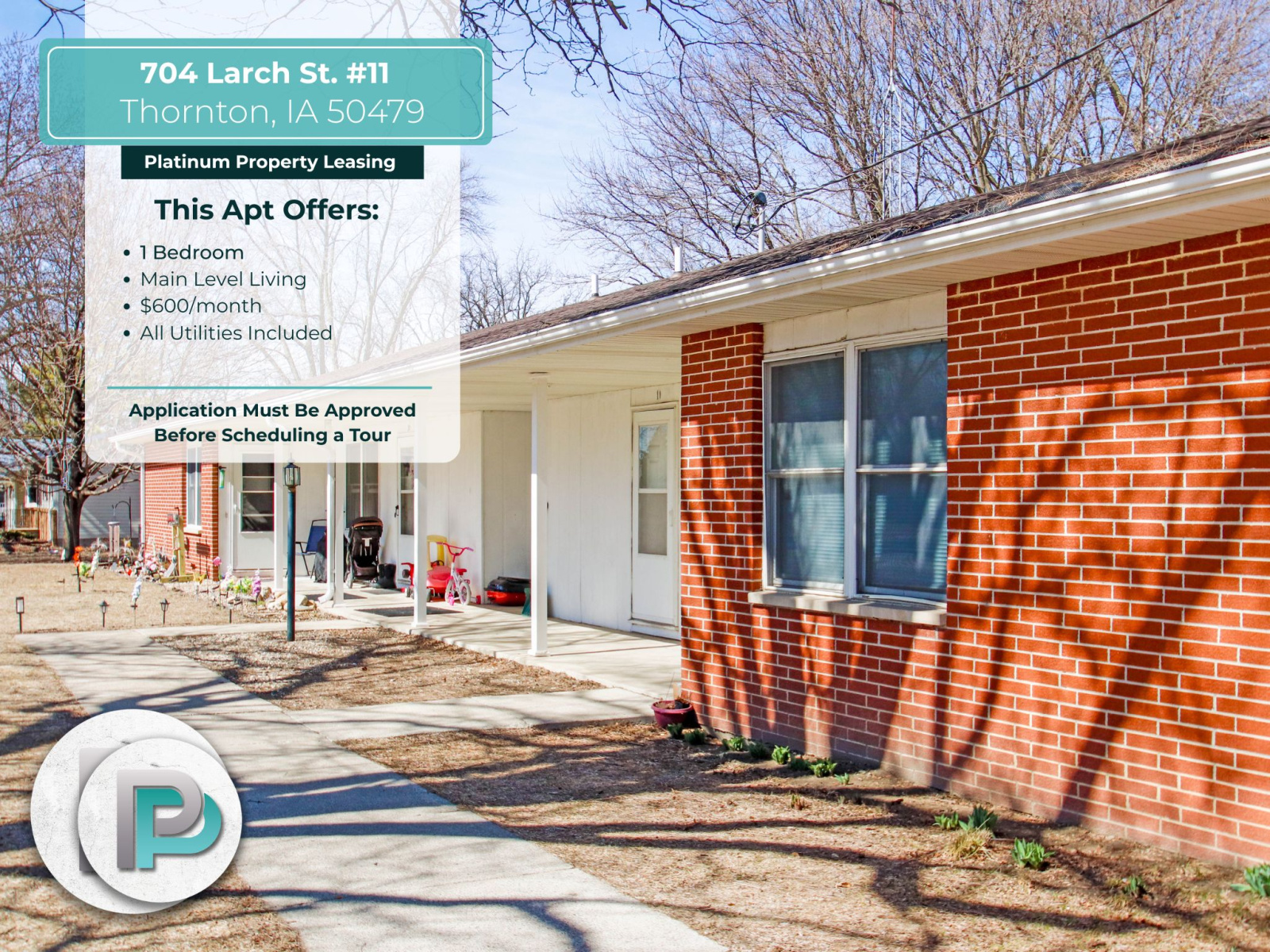 704 Larch St #11, Thornton, Iowa 50479, 1 Bedroom Bedrooms, ,1 BathroomBathrooms,Apartment,For Rent,Pleasant View,Larch St #11,1132 704 Larch St #11, Thornton, Iowa 50479, 1 Bedroom Bedrooms, ,1 BathroomBathrooms,Apartment,For Rent,Pleasant View,Larch St #11,1132