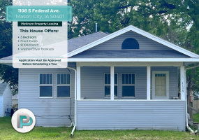 1108 S Federal Ave, Mason City, Iowa 50401, 3 Bedrooms Bedrooms, ,1 BathroomBathrooms,House,For Rent,S Federal Ave,1156
