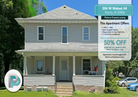 304 W Walnut #4, Manly, Iowa 50456, 1 Bedroom Bedrooms, ,1 BathroomBathrooms,Apartment,For Rent,W Walnut #4,1,1158