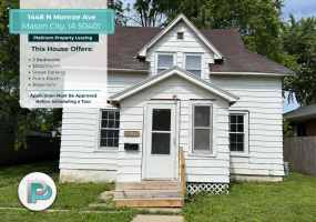 1448 N Monroe Ave., Mason City, Iowa 50401, 3 Bedrooms Bedrooms, ,1 BathroomBathrooms,House,For Rent,N Monroe Ave.,1293