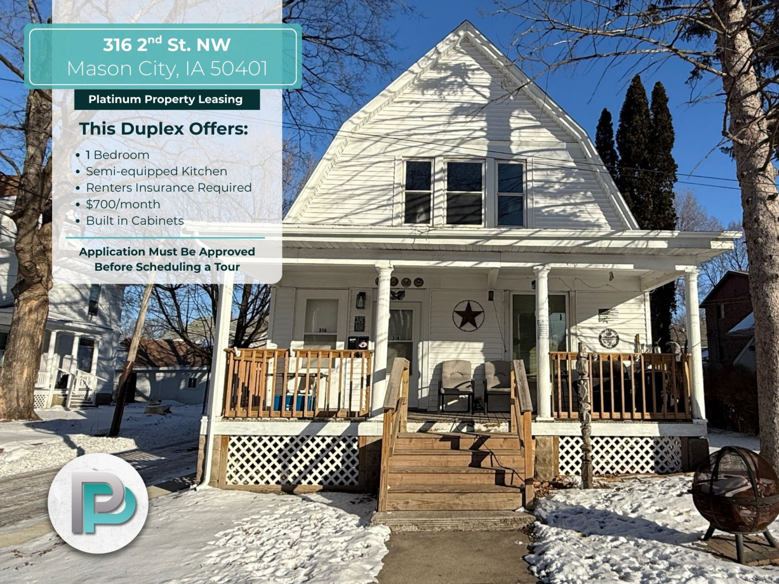 316 2nd St. NW, Mason City, Iowa 50401, 1 Bedroom Bedrooms, ,1 BathroomBathrooms,Duplex,For Rent,2nd St. NW,1309