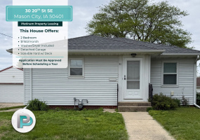 30 20th St SE, Mason City, Iowa 50401, 2 Bedrooms Bedrooms, ,1 BathroomBathrooms,House,For Rent,20th St SE ,1361