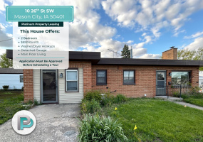 10 26th St SW, Mason City, Iowa 50401, 2 Bedrooms Bedrooms, ,1 BathroomBathrooms,House,For Rent,26th St SW ,1365