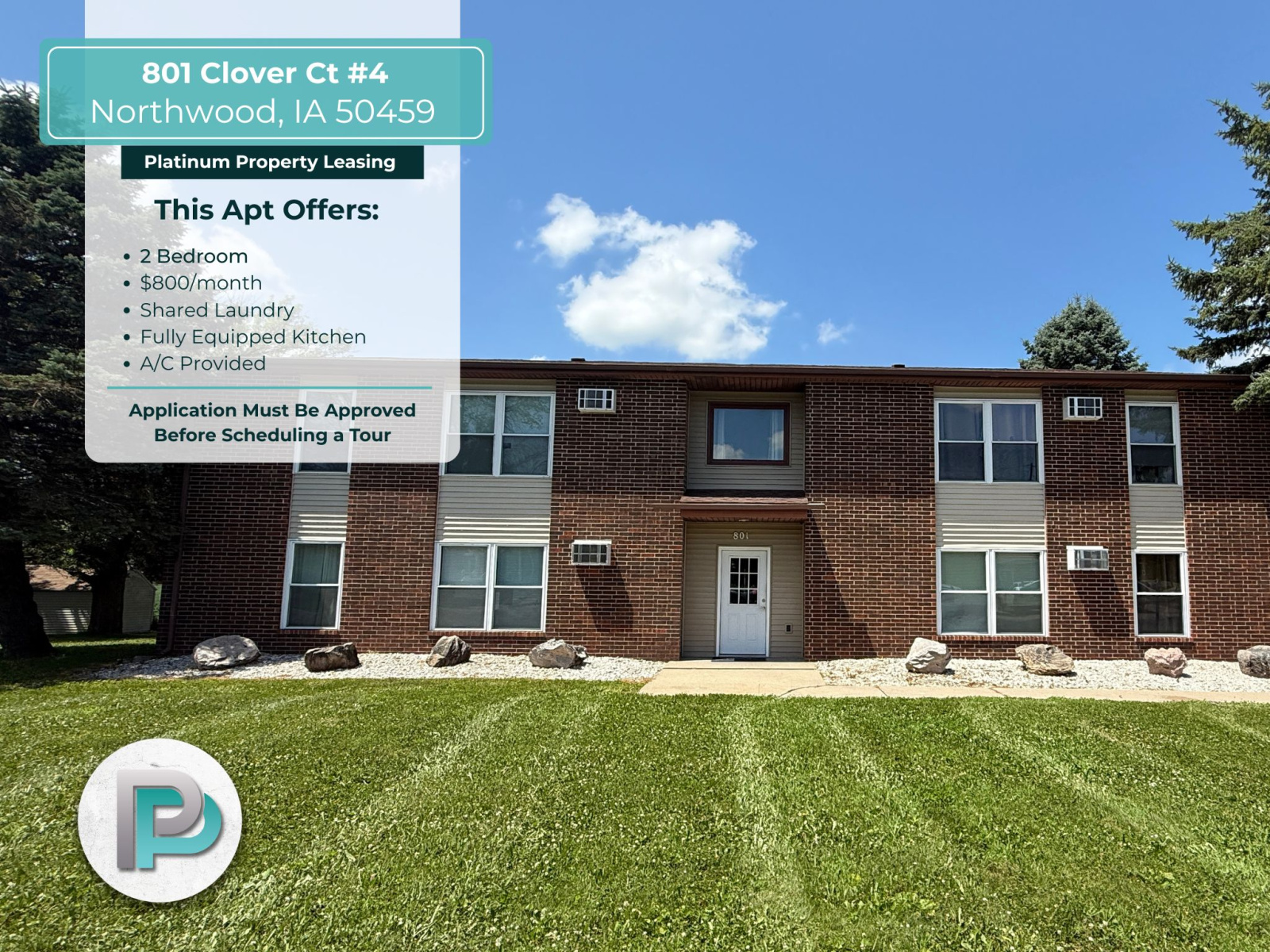 801 Clover Ct #4, Northwood, Iowa 50459, 2 Bedrooms Bedrooms, ,1 BathroomBathrooms,Apartment,For Rent,Clover Ct #4,1366