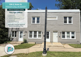 536 E State St, Mason City, Iowa 50401, 2 Bedrooms Bedrooms, ,1 BathroomBathrooms,Apartment,For Rent,E State St ,1381