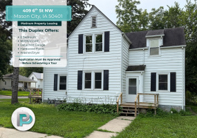 409 6th St NW, Mason City, Iowa 50401, 2 Bedrooms Bedrooms, ,1 BathroomBathrooms,Duplex,For Rent,6th St NW ,1386