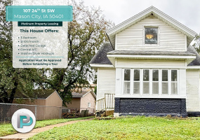 107 24th St SW, Mason City, Iowa 50401, 3 Bedrooms Bedrooms, ,1 BathroomBathrooms,House,For Rent,24th St SW,1389