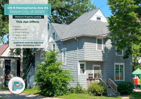 416 #3 N Pennsylvania Ave, Mason City, Iowa 50401, ,1 BathroomBathrooms,Apartment,For Rent,N Pennsylvania Ave,1392