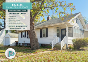 1 Bullis Ct, Mason City, Iowa 50401, 2 Bedrooms Bedrooms, ,1 BathroomBathrooms,House,For Rent,Bullis Ct,1394