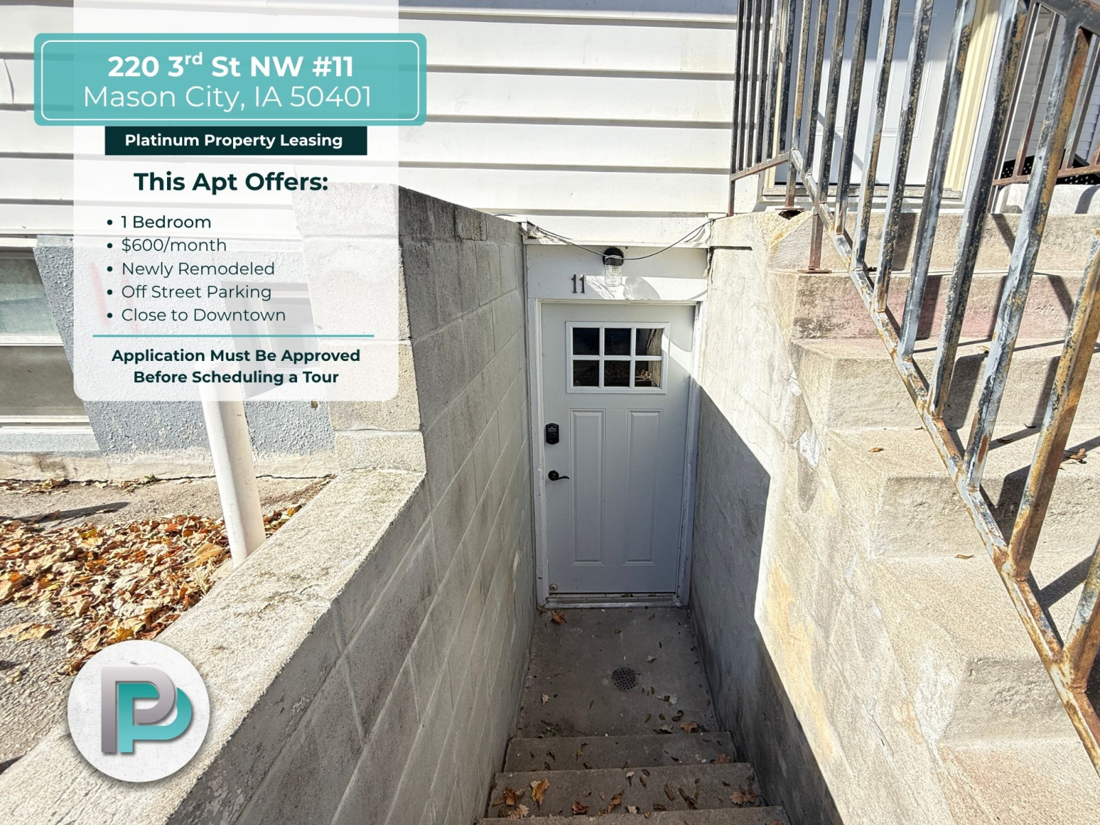 220 #11 3rd St NW, Mason City, Iowa 50401, 1 Bedroom Bedrooms, ,1 BathroomBathrooms,Apartment,For Rent,3rd St NW ,1396